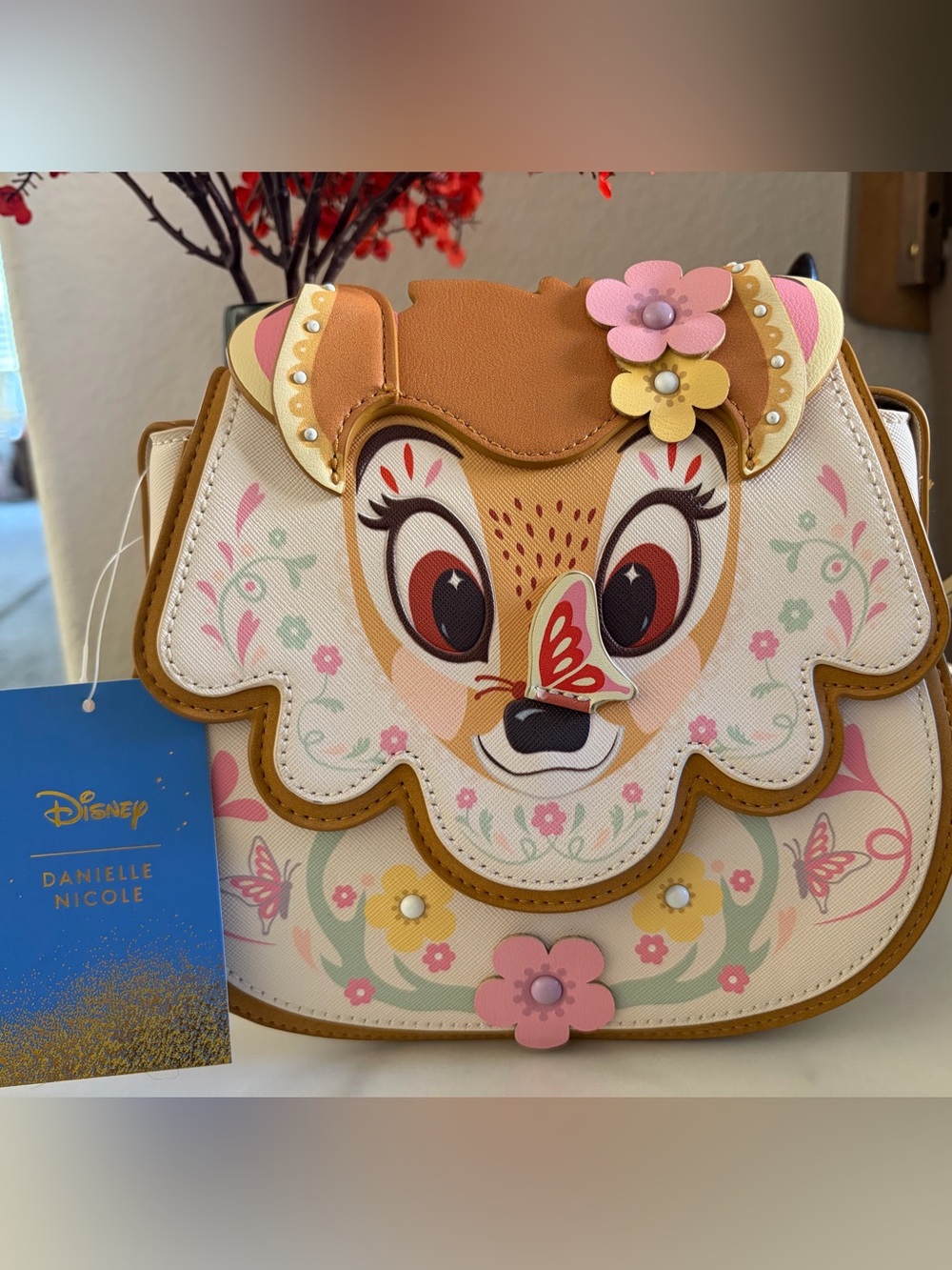 NWT Danielle Nicole Disney Bambi Figural Floral Crossbody Bag